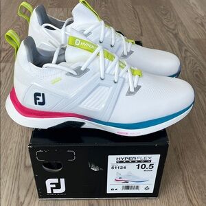 FootJoy Hyperflex Carbon White Golf Shoes with Colorful  Accents